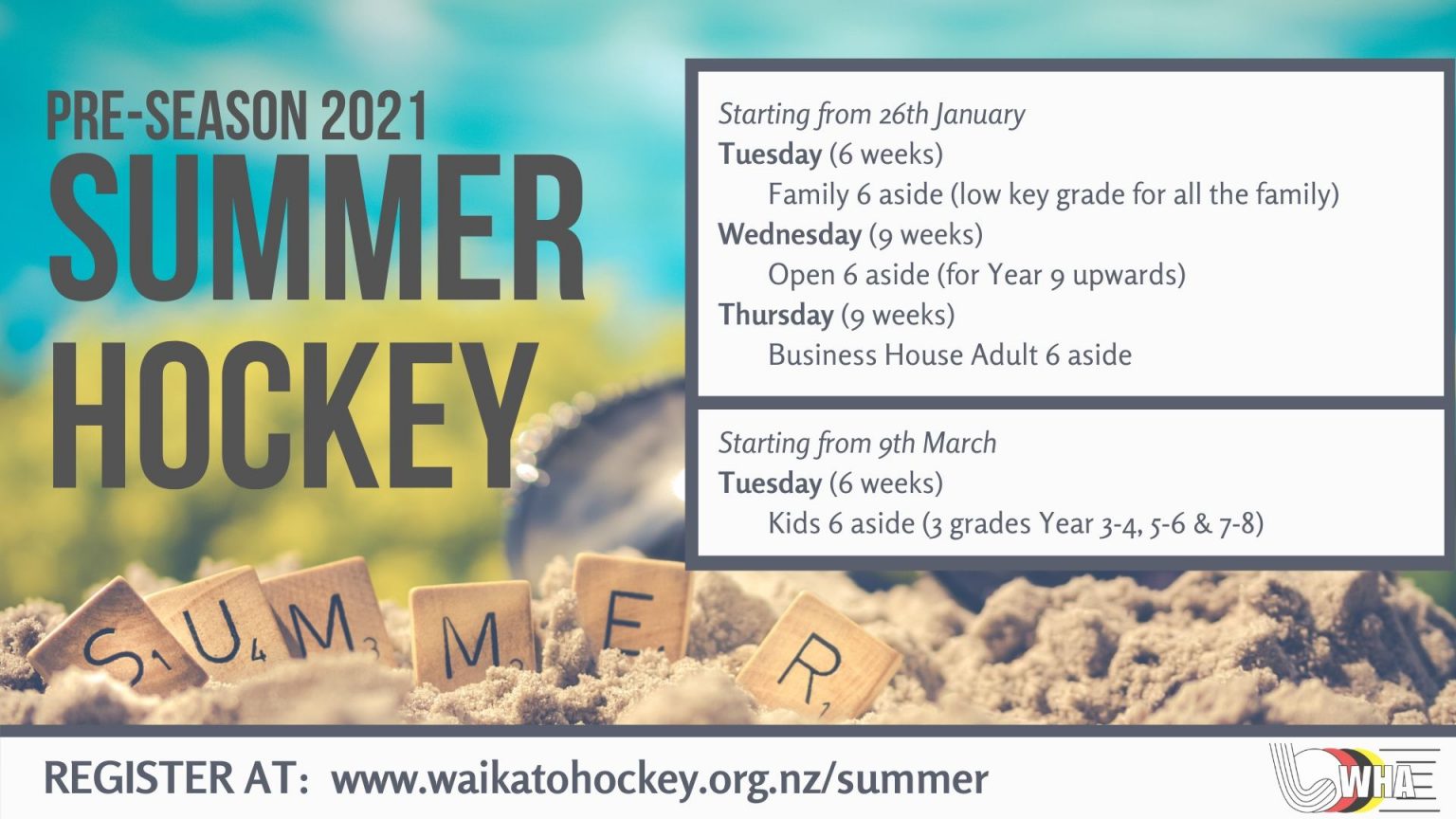 Summer Hockey PreSeason 2021 Waikato Hockey Association